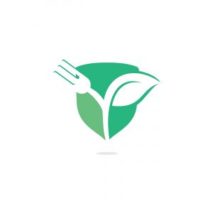 Fork and leaf vector logo design. Organic food concept with Fork and leaf.	
