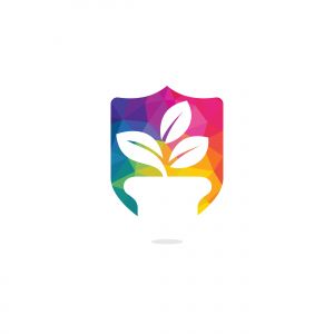 Flower pot and plant logo. Growth vector logo.	