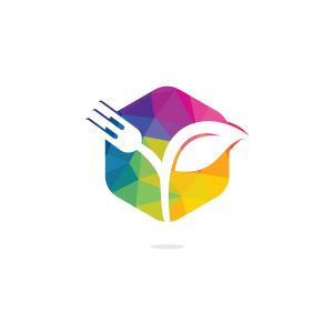 Fork and leaf vector logo design. Organic food concept with Fork and leaf.	