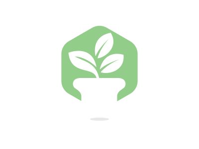 Flower pot and plant logo. Growth vector logo.	