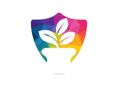 Flower pot and plant logo. Growth vector logo.	