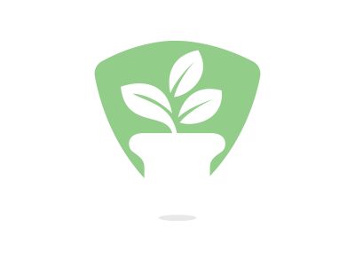Flower pot and plant logo. Growth vector logo.	