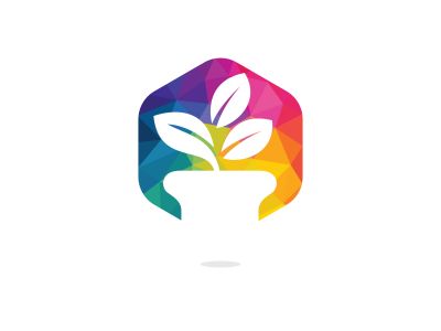 Flower pot and plant logo. Growth vector logo.	
