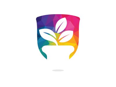 Flower pot and plant logo. Growth vector logo.	