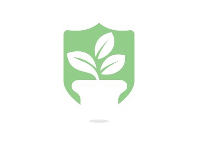 Flower pot and plant logo. Growth vector logo.	