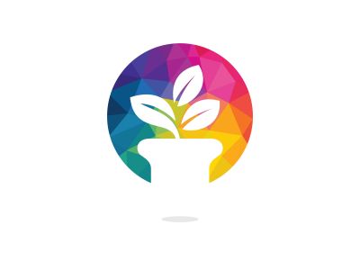 Flower pot and plant logo. Growth vector logo.	