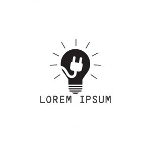 Bulb lamp Electric plug logo graphic design template vector	