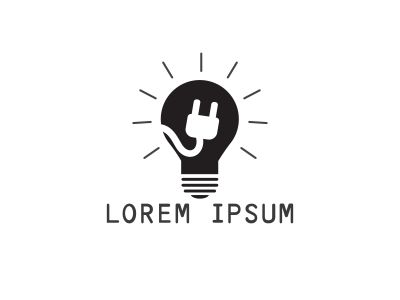 Bulb lamp Electric plug logo graphic design template vector	