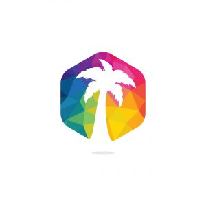 Tropical beach and palm tree logo design. Creative simple palm tree vector logo design	