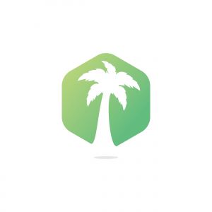 Tropical beach and palm tree logo design. Creative simple palm tree vector logo design	
