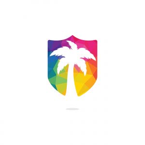 Tropical beach and palm tree logo design. Creative simple palm tree vector logo design	