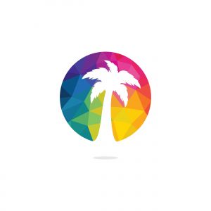 Tropical beach and palm tree logo design. Creative simple palm tree vector logo design	