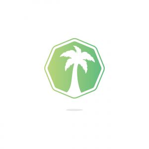 Tropical beach and palm tree logo design. Creative simple palm tree vector logo design	
