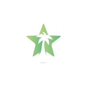 Star Tropical beach and palm tree logo design. Creative simple palm tree vector logo design	