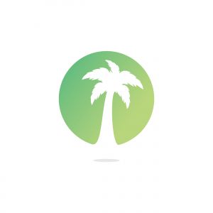 Tropical beach and palm tree logo design. Creative simple palm tree vector logo design	