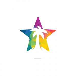 Star Tropical beach and palm tree logo design. Creative simple palm tree vector logo design	