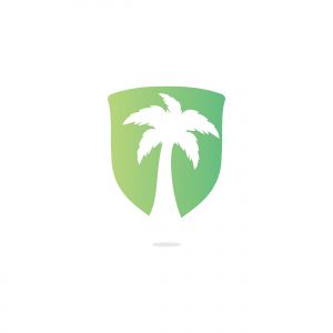 Tropical beach and palm tree logo design. Creative simple palm tree vector logo design	