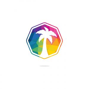 Tropical beach and palm tree logo design. Creative simple palm tree vector logo design	