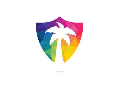 Tropical beach and palm tree logo design. Creative simple palm tree vector logo design	