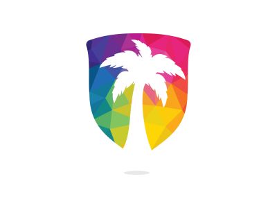 Tropical beach and palm tree logo design. Creative simple palm tree vector logo design	