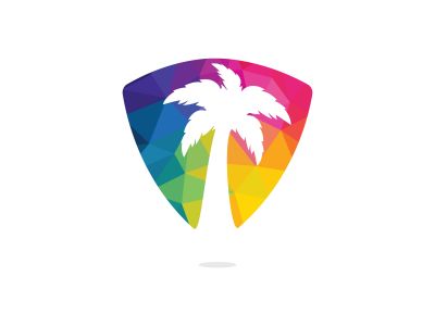 Tropical beach and palm tree logo design. Creative simple palm tree vector logo design	