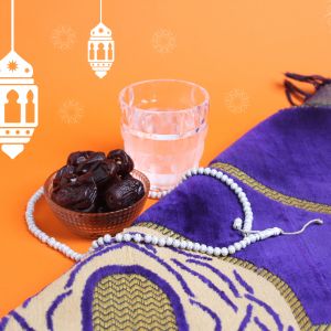 Ramadan Mubarak ,Poster, Flyer, Brochure, Design photography on orange background.