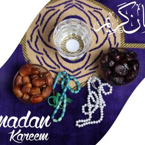 Ramadan Mubarak ,Poster, Flyer, Brochure, Design photography on purple background.
