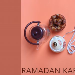 Ramadan Mubarak ,Poster, Flyer, Brochure, Design photography on orange background.
