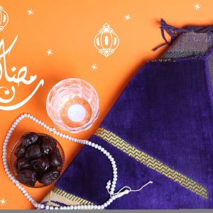 Ramadan Mubarak ,Poster, Flyer, Brochure, Design photography on orange background.