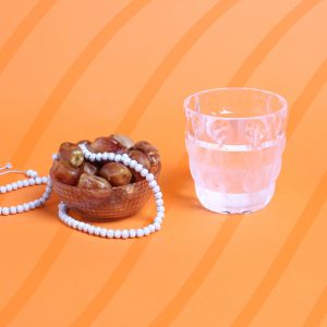 Ramadan Mubarak ,Poster, Flyer, Brochure, Design photography on orange background.