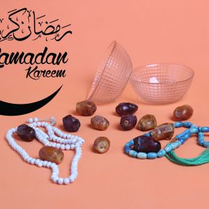 Ramadan Mubarak ,Poster, Flyer, Brochure, Design photography on orange background.