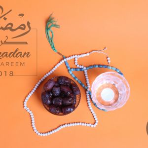 Ramadan Mubarak ,Poster, Flyer, Brochure, Design photography on orange background.