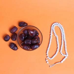 Ramadan Mubarak ,Poster, Flyer, Brochure, Design photography on orange background.