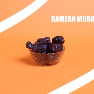 Ramadan Mubarak ,Poster, Flyer, Brochure, Design photography on orange background.