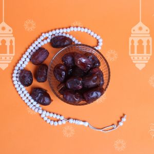 Ramadan Mubarak ,Poster, Flyer, Brochure, Design photography on orange background.