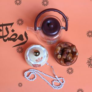 Ramadan Mubarak ,Poster, Flyer, Brochure, Design photography on orange background.