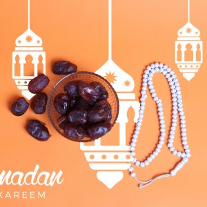 Ramadan Mubarak ,Poster, Flyer, Brochure, Design photography on orange background.