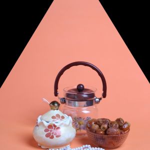 Ramadan Mubarak ,Poster, Flyer, Brochure, Design photography on orange background.