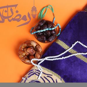 Ramadan Mubarak ,Poster, Flyer, Brochure, Design photography on orange background.
