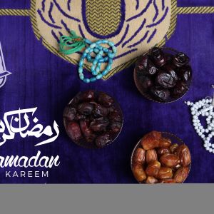 Ramadan Mubarak ,Poster, Flyer, Brochure, Design photography on purple background.