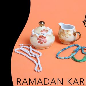 Ramadan Mubarak ,Poster, Flyer, Brochure, Design photography on orange background.