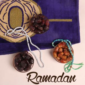 Ramadan Mubarak ,Poster, Flyer, Brochure, Design photography on light pink background.