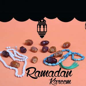 Ramadan Mubarak ,Poster, Flyer, Brochure, Design photography on orange background.