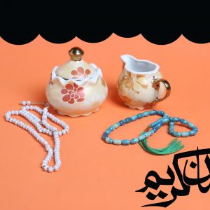 Ramadan Mubarak ,Poster, Flyer, Brochure, Design photography on orange background.