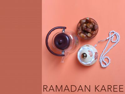 Ramadan Mubarak ,Poster, Flyer, Brochure, Design photography on orange background.