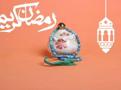 Ramadan Mubarak ,Poster, Flyer, Brochure, Design photography on orange background.