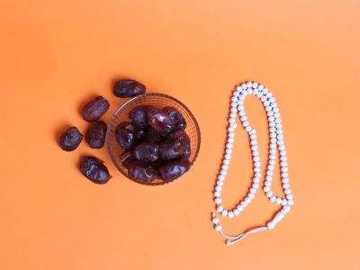 Ramadan Mubarak ,Poster, Flyer, Brochure, Design photography on orange background.