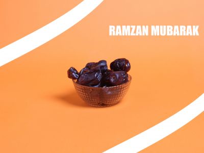 Ramadan Mubarak ,Poster, Flyer, Brochure, Design photography on orange background.