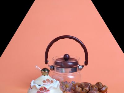 Ramadan Mubarak ,Poster, Flyer, Brochure, Design photography on orange background.