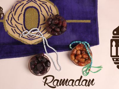 Ramadan Mubarak ,Poster, Flyer, Brochure, Design photography on light pink background.